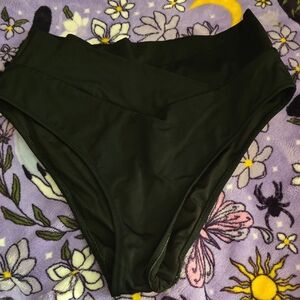 Pink Black High-Waisted Bikini Bottoms